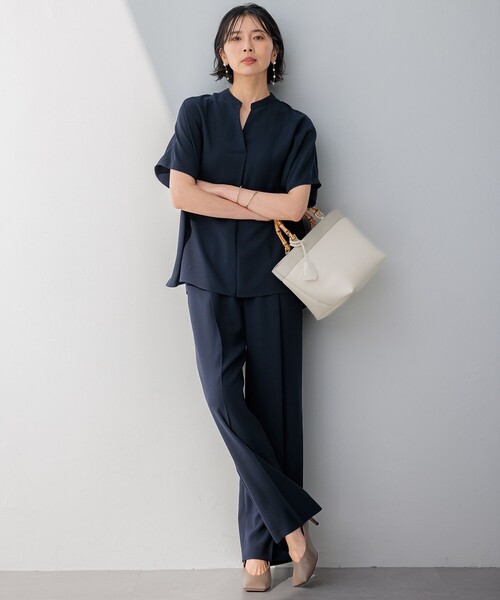 23区 S(ニジュウサンクチイサイサイズ)の「【洗える】ストレッチジョーゼット フレンチスリーブ カットソー(Tシャツ/カットソー・レディース・ブラック系/ベージュ系/ネイビー系・32)」の13枚目の写真