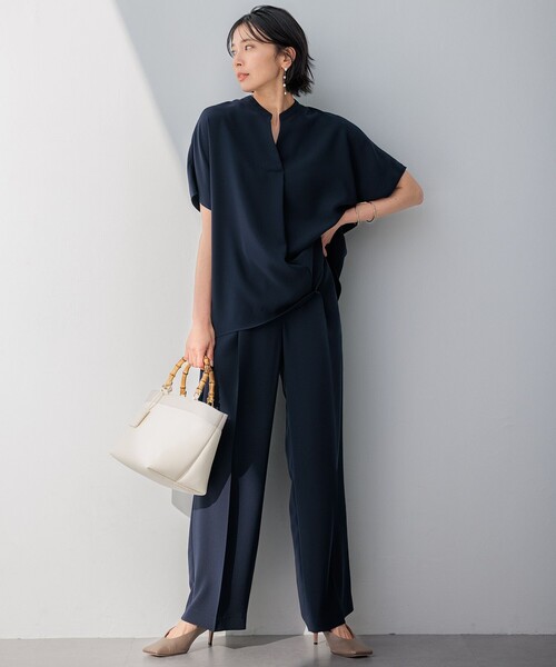 23区 S(ニジュウサンクチイサイサイズ)の「【洗える】ストレッチジョーゼット フレンチスリーブ カットソー(Tシャツ/カットソー・レディース・ブラック系/ベージュ系/ネイビー系・32)」の14枚目の写真