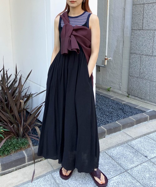 KBF（ケイビーエフ）の「『2サイズ展開』カップインギャザーキャミワンピース（ワンピース・レディース・アイボリー/ブラック/ネイビー・38/36）」の18枚目の写真