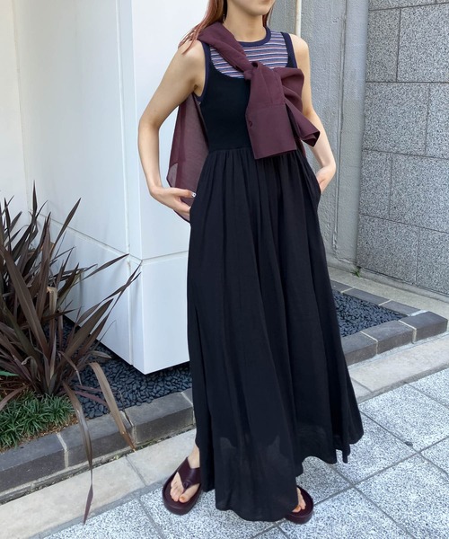 KBF（ケイビーエフ）の「『2サイズ展開』カップインギャザーキャミワンピース（ワンピース・レディース・アイボリー/ブラック/ネイビー・38/36）」の4枚目の写真