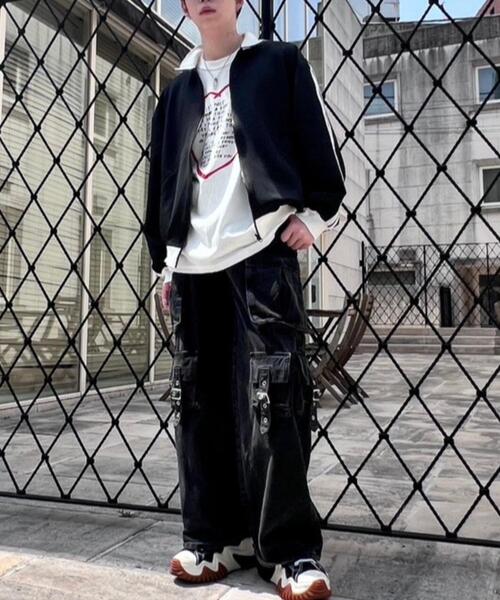 Figments(フィグメンツ)の「バイカラースーパービッグトラックジャケット(ジャージ・レディース・ブラック/グレー・FREE)」の21枚目の写真