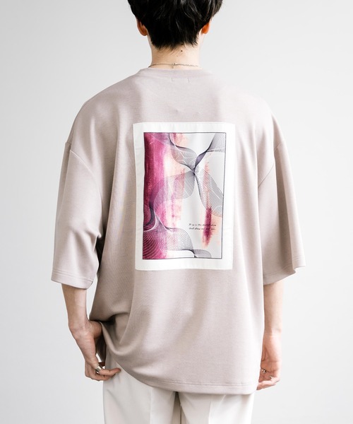 Rocky Monroe(ロッキーモンロー)の「接触冷感とろみポンチ オーバーサイズ貼付プリント半袖Tシャツ(Tシャツ/カットソー・メンズ・ホワイト系/ブルーグリーン/ブラック/ホワイト/グレイッシュベージュ/ブラック系・L/M)」の2枚目の写真
