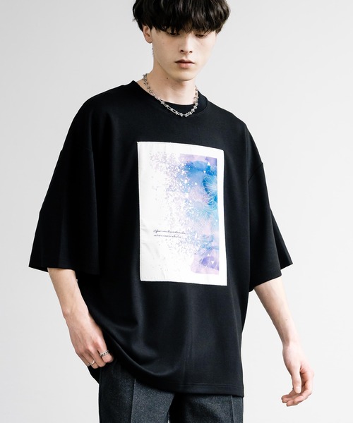 Rocky Monroe(ロッキーモンロー)の「接触冷感とろみポンチ オーバーサイズ貼付プリント半袖Tシャツ(Tシャツ/カットソー・メンズ・ホワイト系/ブルーグリーン/ブラック/ホワイト/グレイッシュベージュ/ブラック系・L/M)」の15枚目の写真