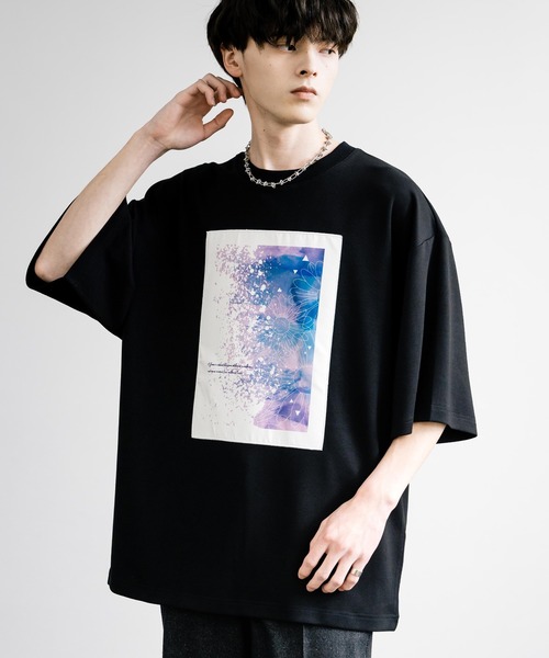 Rocky Monroe(ロッキーモンロー)の「接触冷感とろみポンチ オーバーサイズ貼付プリント半袖Tシャツ(Tシャツ/カットソー・メンズ・ホワイト系/ブルーグリーン/ブラック/ホワイト/グレイッシュベージュ/ブラック系・L/M)」の14枚目の写真
