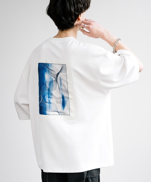 Rocky Monroe(ロッキーモンロー)の「接触冷感とろみポンチ オーバーサイズ貼付プリント半袖Tシャツ(Tシャツ/カットソー・メンズ・ホワイト系/ブルーグリーン/ブラック/ホワイト/グレイッシュベージュ/ブラック系・L/M)」の19枚目の写真