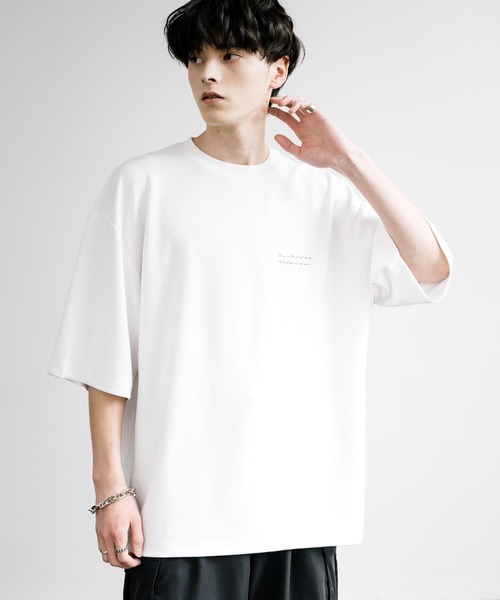 Rocky Monroe(ロッキーモンロー)の「接触冷感とろみポンチ オーバーサイズ貼付プリント半袖Tシャツ(Tシャツ/カットソー・メンズ・ホワイト系/ブルーグリーン/ブラック/ホワイト/グレイッシュベージュ/ブラック系・L/M)」の18枚目の写真