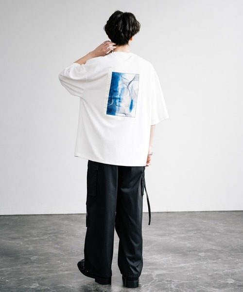 Rocky Monroe(ロッキーモンロー)の「接触冷感とろみポンチ オーバーサイズ貼付プリント半袖Tシャツ(Tシャツ/カットソー・メンズ・ホワイト系/ブルーグリーン/ブラック/ホワイト/グレイッシュベージュ/ブラック系・L/M)」の16枚目の写真