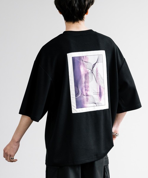 Rocky Monroe(ロッキーモンロー)の「接触冷感とろみポンチ オーバーサイズ貼付プリント半袖Tシャツ(Tシャツ/カットソー・メンズ・ホワイト系/ブルーグリーン/ブラック/ホワイト/グレイッシュベージュ/ブラック系・L/M)」の11枚目の写真