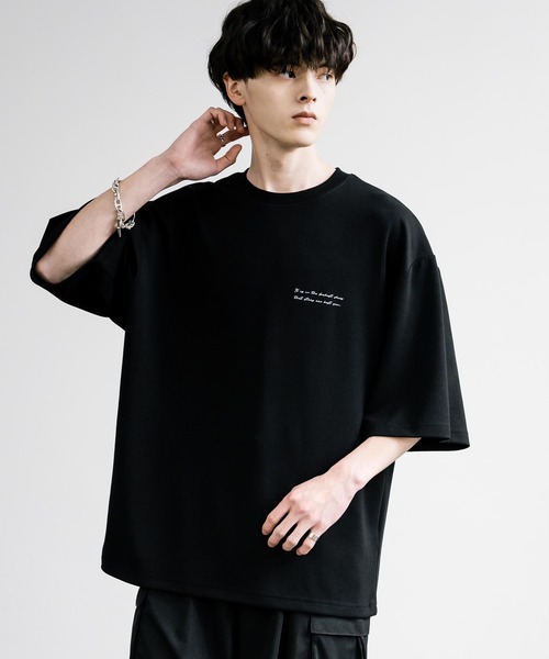 Rocky Monroe(ロッキーモンロー)の「接触冷感とろみポンチ オーバーサイズ貼付プリント半袖Tシャツ(Tシャツ/カットソー・メンズ・ホワイト系/ブルーグリーン/ブラック/ホワイト/グレイッシュベージュ/ブラック系・L/M)」の10枚目の写真