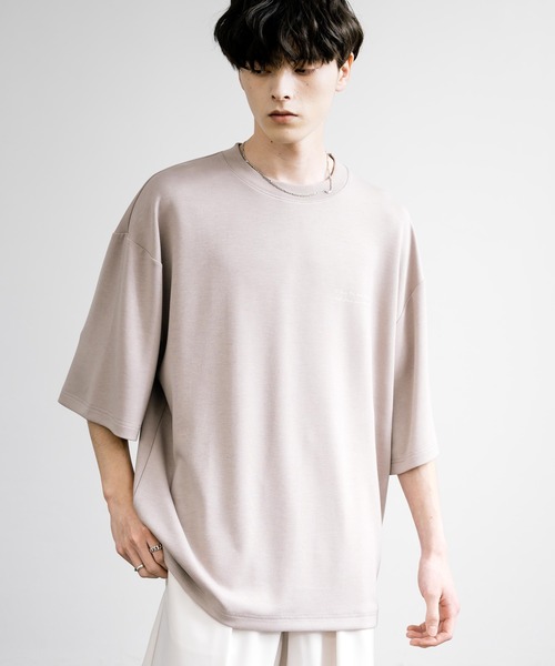 Rocky Monroe(ロッキーモンロー)の「接触冷感とろみポンチ オーバーサイズ貼付プリント半袖Tシャツ(Tシャツ/カットソー・メンズ・ホワイト系/ブルーグリーン/ブラック/ホワイト/グレイッシュベージュ/ブラック系・L/M)」の7枚目の写真