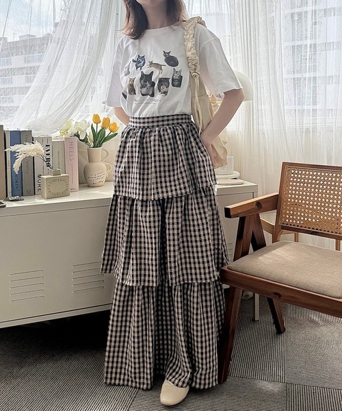cuorequal(クオレコール)の「猫いっぱい半袖Tシャツ(Tシャツ/カットソー・レディース・ホワイト/アイボリー・MEDIUM/LARGE)」の10枚目の写真