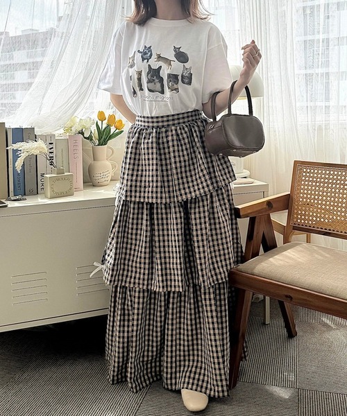 cuorequal(クオレコール)の「猫いっぱい半袖Tシャツ(Tシャツ/カットソー・レディース・ホワイト/アイボリー・MEDIUM/LARGE)」の12枚目の写真