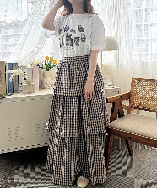 cuorequal(クオレコール)の「猫いっぱい半袖Tシャツ(Tシャツ/カットソー・レディース・ホワイト/アイボリー・MEDIUM/LARGE)」の13枚目の写真