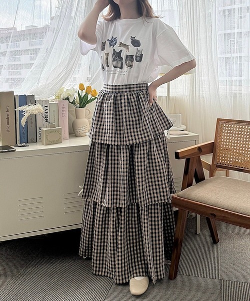 cuorequal(クオレコール)の「猫いっぱい半袖Tシャツ(Tシャツ/カットソー・レディース・ホワイト/アイボリー・MEDIUM/LARGE)」の14枚目の写真