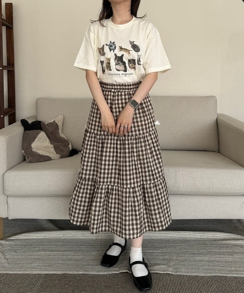 cuorequal(クオレコール)の「猫いっぱい半袖Tシャツ(Tシャツ/カットソー・レディース・ホワイト/アイボリー・MEDIUM/LARGE)」の22枚目の写真