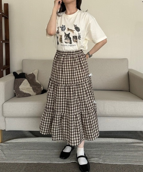 cuorequal(クオレコール)の「猫いっぱい半袖Tシャツ(Tシャツ/カットソー・レディース・ホワイト/アイボリー・MEDIUM/LARGE)」の16枚目の写真