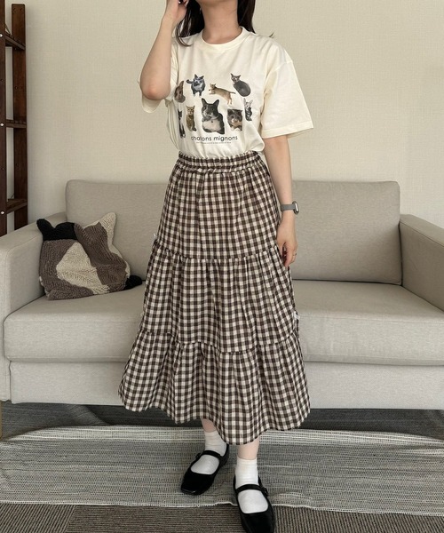 cuorequal(クオレコール)の「猫いっぱい半袖Tシャツ(Tシャツ/カットソー・レディース・ホワイト/アイボリー・MEDIUM/LARGE)」の17枚目の写真