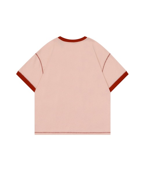 HOOK（フック）の「【HOOK】for girls　ステッチリンガーTEE (SS)（Tシャツ/カットソー・レディース・ピンク/クリーム・M/L/XL）」の7枚目の写真