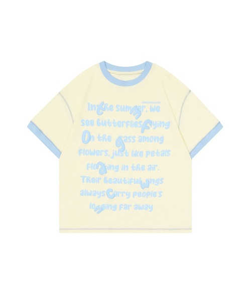 HOOK（フック）の「【HOOK】for girls　ステッチリンガーTEE (SS)（Tシャツ/カットソー・レディース・ピンク/クリーム・M/L/XL）」の4枚目の写真