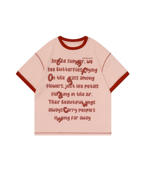 HOOK（フック）の「【HOOK】for girls　ステッチリンガーTEE (SS)（Tシャツ/カットソー・レディース・ピンク/クリーム・M/L/XL）」の6枚目の写真