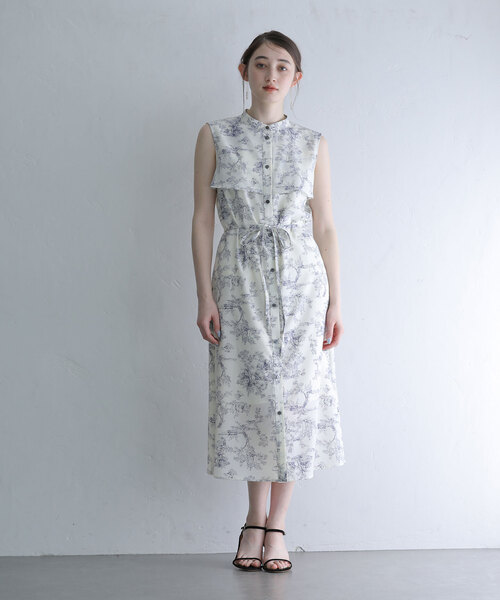 La TOTALITE(ラトータリテ)の「バンドカラープリントシャツワンピース(シャツワンピース・レディース・ベージュ/アイボリー・38/36)」の3枚目の写真