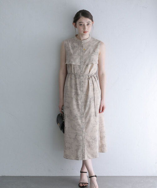 La TOTALITE(ラトータリテ)の「バンドカラープリントシャツワンピース(シャツワンピース・レディース・ベージュ/アイボリー・38/36)」の8枚目の写真