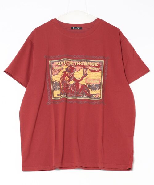 チャイハネ（チャイハネ）の「【チャイハネ】マッチ香プリントTシャツL（Tシャツ/カットソー・メンズ・ブラック/カーキ/オフホワイト/ブラウン/グリーン/レッド/ネイビー/ホワイト/オレンジ/ブルー系その他/ライトベージュ/レッド系その他・L）」の11枚目の写真