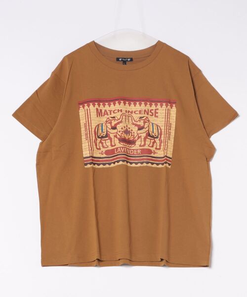 チャイハネ（チャイハネ）の「【チャイハネ】マッチ香プリントTシャツL（Tシャツ/カットソー・メンズ・ブラック/カーキ/オフホワイト/ブラウン/グリーン/レッド/ネイビー/ホワイト/オレンジ/ブルー系その他/ライトベージュ/レッド系その他・L）」の5枚目の写真