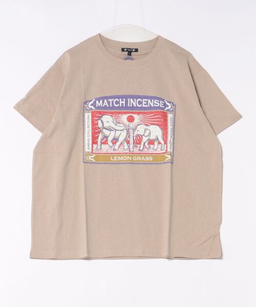 チャイハネ(チャイハネ)の「【チャイハネ】マッチ香プリントTシャツL(Tシャツ/カットソー・メンズ・ブラック/カーキ/オフホワイト/ブラウン/グリーン/レッド/ネイビー/ホワイト/オレンジ/ブルー系その他/ライトベージュ/レッド系その他/グレー/マスタード/ブルー・L)」の5枚目の写真