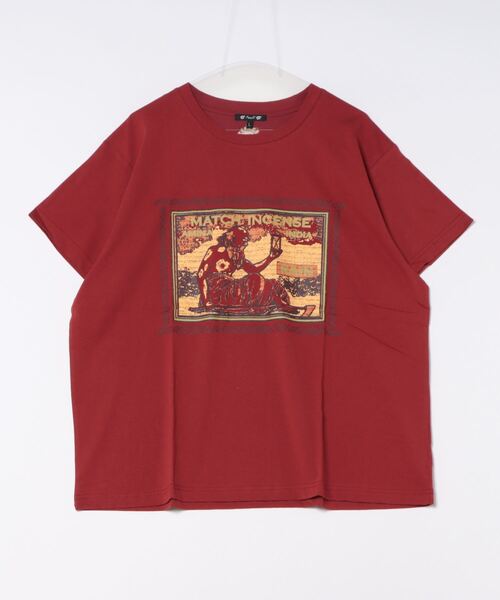 チャイハネ（チャイハネ）の「【チャイハネ】マッチ香プリントTシャツL（Tシャツ/カットソー・メンズ・ブラック/カーキ/オフホワイト/ブラウン/グリーン/レッド/ネイビー/ホワイト/オレンジ/ブルー系その他/ライトベージュ/レッド系その他・L）」の10枚目の写真