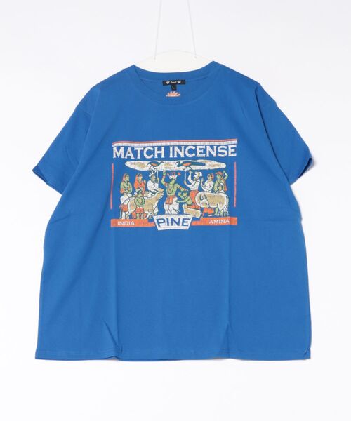 チャイハネ(チャイハネ)の「【チャイハネ】マッチ香プリントTシャツL(Tシャツ/カットソー・メンズ・ブラック/カーキ/オフホワイト/ブラウン/グリーン/レッド/ネイビー/ホワイト/オレンジ/ブルー系その他/ライトベージュ/レッド系その他/グレー/マスタード/ブルー・L)」の1枚目の写真