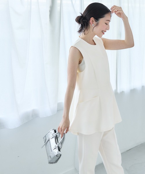 coca(coca)(コカ)の「セットアップ対応 ペプラムベストジャケット(ベスト・レディース・アイボリー/ブラック・M/L)」の8枚目の写真