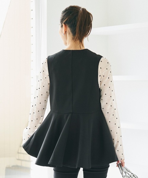 coca(coca)(コカ)の「セットアップ対応 ペプラムベストジャケット(ベスト・レディース・アイボリー/ブラック・M/L)」の5枚目の写真