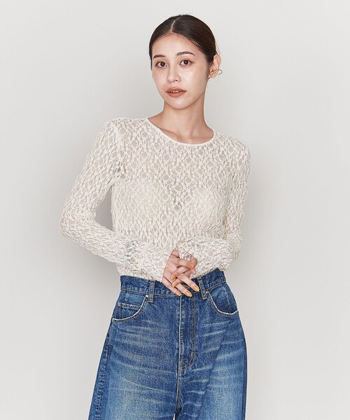 ASTRAET レース クルーネックT ASTRAET＞ レース クルーネックTシャツ