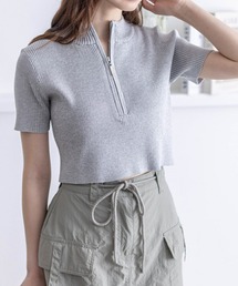 clear | ダブルジップ半袖ニットトップス≪2024SS新作≫(ニット/セーター)