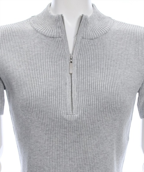 clear（クリア）の「ダブルジップ半袖ニットトップス［クロップド丈 韓国ファッション］≪再入荷≫（ニット/セーター・レディース・オフホワイト/グレー/ブラック・F）」の9枚目の写真