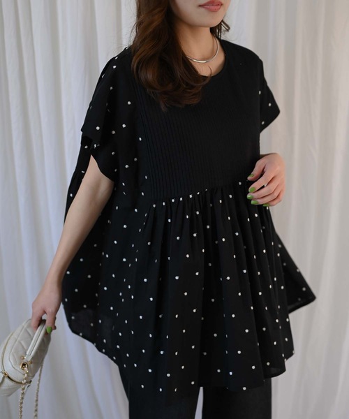 &HALF(アンドハーフ)の「【indian Cotton Collection】フロントギャザーブラウス(ストライプ.インド綿.インドコットン.コットン100%,綿100%)(シャツ/ブラウス・レディース・ホワイト系その他/ブルー系その他/ブルー/ブラック/ドット・FREE/M/L)」の5枚目の写真