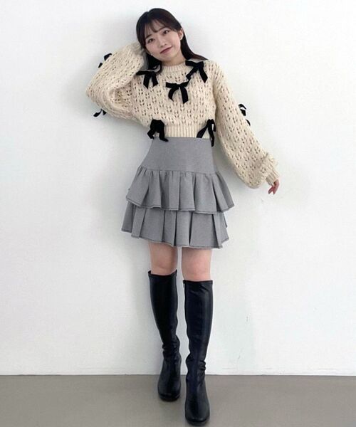 MAJESTIC LEGON(マジェスティックレゴン)の「ティアードフリルミニスカパン(その他パンツ・レディース・ブラック系その他/ホワイト系その他/ブラウン系その他2/ブラック/アイボリー/グレー系その他・MEDIUM)」の10枚目の写真