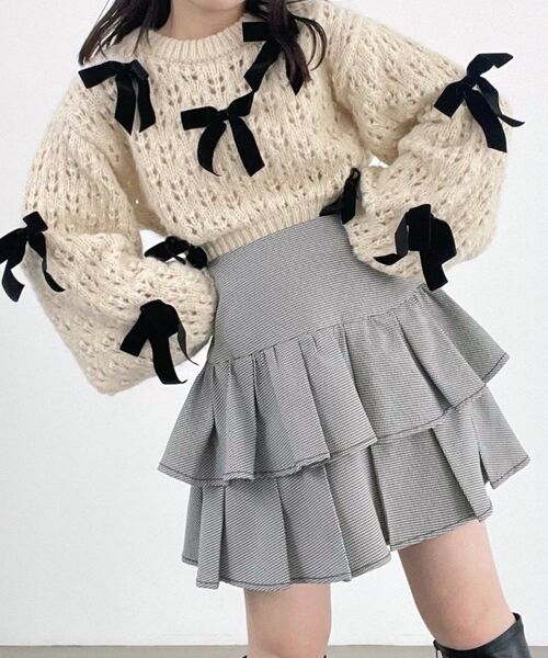 MAJESTIC LEGON(マジェスティックレゴン)の「ティアードフリルミニスカパン(その他パンツ・レディース・ブラック系その他/ホワイト系その他/ブラウン系その他2/ブラック/アイボリー/グレー系その他・MEDIUM)」の11枚目の写真