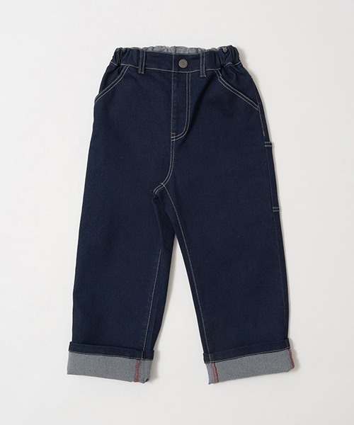 b・ROOM（ビールーム）の「アソートペインターパンツ(裾折タイプ)（デニムパンツ・キッズ・サックスブルー/モスグリーン/ネイビー・100cm/110cm/120cm/130cm/140cm/150cm）」の16枚目の写真