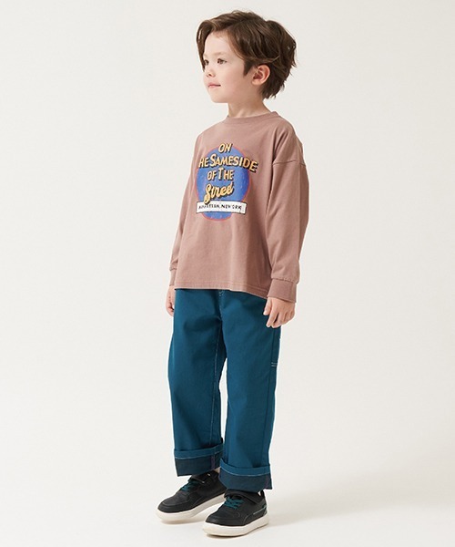 b・ROOM（ビールーム）の「アソートペインターパンツ(裾折タイプ)（デニムパンツ・キッズ・サックスブルー/モスグリーン/ネイビー・100cm/110cm/120cm/130cm/140cm/150cm）」の6枚目の写真
