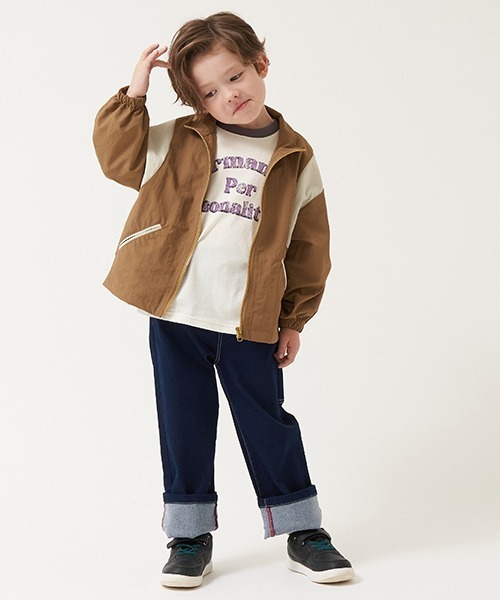 b・ROOM（ビールーム）の「アソートペインターパンツ(裾折タイプ)（デニムパンツ・キッズ・サックスブルー/モスグリーン/ネイビー・100cm/110cm/120cm/130cm/140cm/150cm）」の7枚目の写真