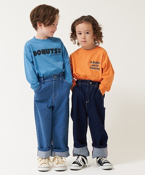 b・ROOM（ビールーム）の「アソートペインターパンツ(裾折タイプ)（デニムパンツ・キッズ・サックスブルー/モスグリーン/ネイビー・100cm/110cm/120cm/130cm/140cm/150cm）」の12枚目の写真