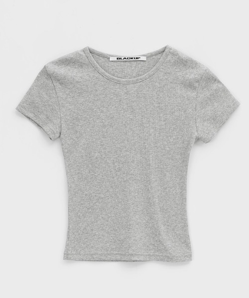 BLACKUP（ブラックアップ）の「[MADE] チーターリブラウンドネック半袖Tシャツ（Tシャツ/カットソー・レディース・グレー/ブラック/ホワイト・ONESIZE）」の6枚目の写真