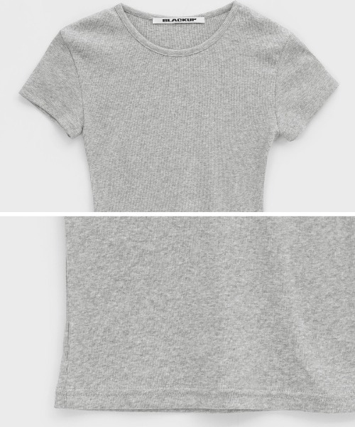 BLACKUP（ブラックアップ）の「[MADE] チーターリブラウンドネック半袖Tシャツ（Tシャツ/カットソー・レディース・グレー/ブラック/ホワイト・ONESIZE）」の5枚目の写真