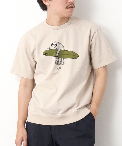 NOLLEY’S(ノーリーズ)の「【STONEWOLD】別注スウェットTシャツ ナマケモノ(Tシャツ/カットソー・メンズ・ホワイト/チャコールグレー/レッド/グレイッシュベージュ・S/M/L)」の3枚目の写真