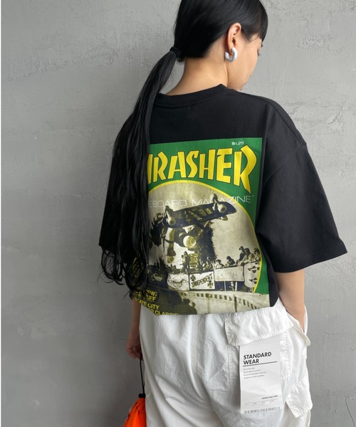 tシャツ 「MANHATTAN PORTAGE/マンハッタンポーテージ」 スラッシャーコラボロゴ バックプリントショートスリーブTシャツ レディース MANHATTAN PORTAGE/マンハッタンポーテージ] スラッシャーコラボ