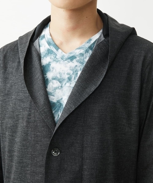 MK MICHEL KLEIN HOMME （エムケーミッシェルクランオム）の「【在庫限り/洗える】AIRY DOTS-2フーディメッシュコーディガン（カーディガン/ボレロ・メンズ・チャコールグレー/ブラック・46/48）」の22枚目の写真