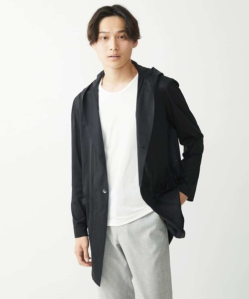 MK MICHEL KLEIN HOMME （エムケーミッシェルクランオム）の「【在庫限り/洗える】AIRY DOTS-2フーディメッシュコーディガン（カーディガン/ボレロ・メンズ・チャコールグレー/ブラック・46/48）」の13枚目の写真