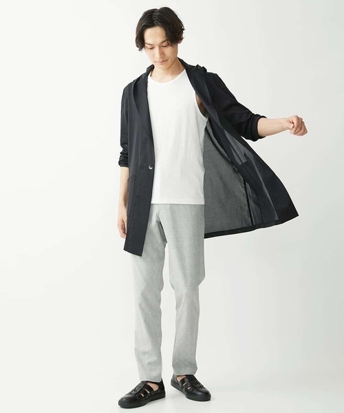 MK MICHEL KLEIN HOMME （エムケーミッシェルクランオム）の「【在庫限り/洗える】AIRY DOTS-2フーディメッシュコーディガン（カーディガン/ボレロ・メンズ・チャコールグレー/ブラック・46/48）」の12枚目の写真